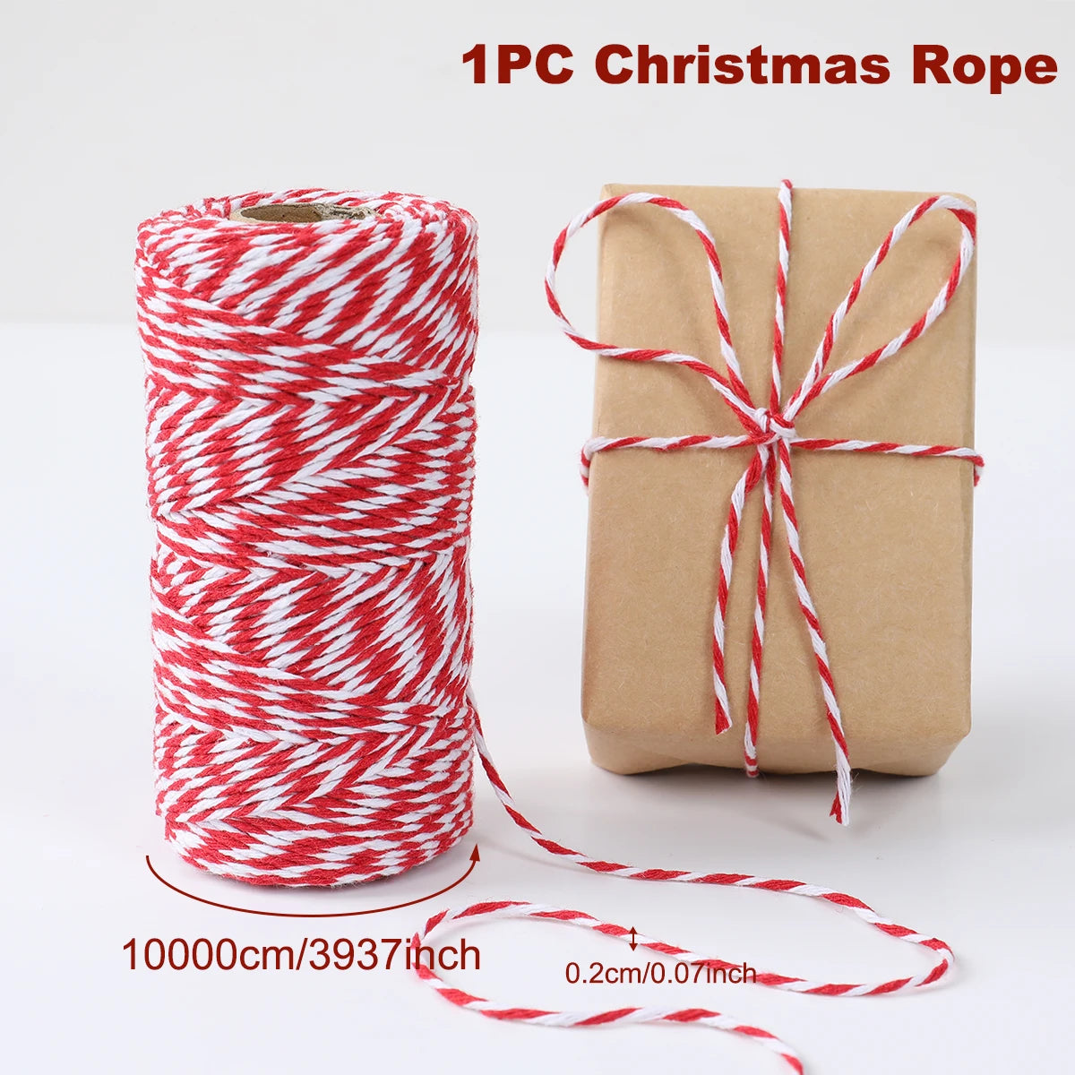 red and white christmas wrapping rope