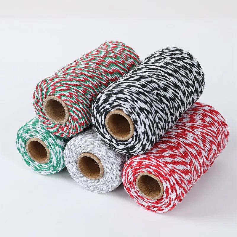 red white green black gift wrapping rope