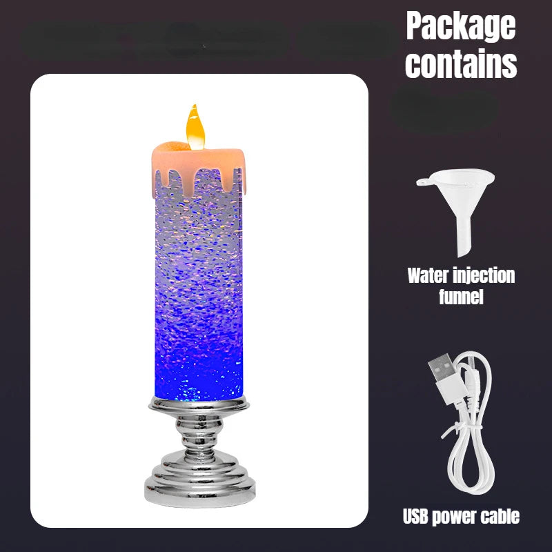 silver Stand Glitter candles 28cm